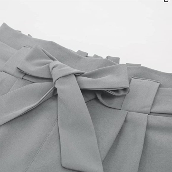 NWT LIUMILAC Women Casual High Waist Dressy Cropped Pants with Pockets Bow-Knot - Picture 5 of 6